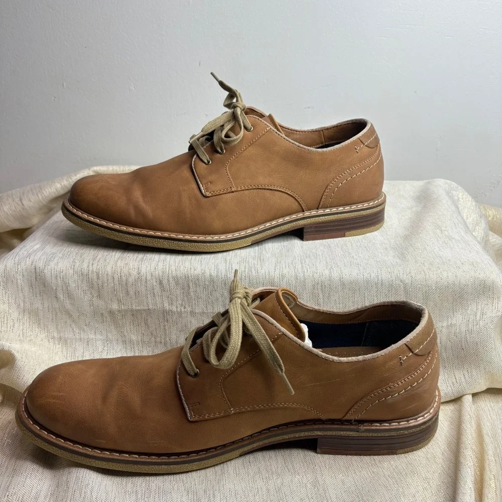 Dockers Mens Tan Leather Oxford Dress Shoes Lace Up Size 12M